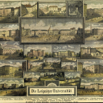 Postkarte Universität Leipzig mit chemischen Labor um 1875 │UAL